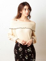 メローフリルオフショルニット/ブラック