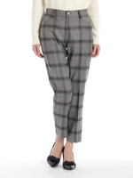 ラメウィンドウペンパンツ/グレー