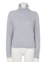 【Aunt  Marie's】ワイドリブオフタートルニット/LBLU