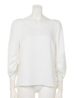 ギャザースリーブブラウス/ネイビー