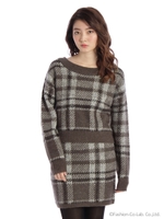 チェック柄ニットセットアップ/グレー