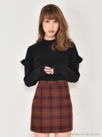 ヨークフリルニットプルオーバー/ブラック