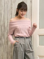 【売り切れ次第終了】ケーブルオフショルダー/Knit/キャメル