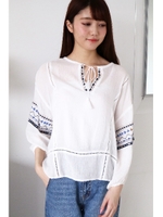 エスニック　エンブロイダリーブラウス/ホワイト(030)