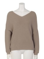 Vネックゆるシルエットニットプルオーバー/グレー