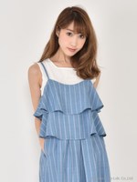 ストライプコンビトップス/ピンク