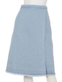 【Auntie Rosa】フリンジデニムラップスカート/LBLU