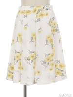 オリジナルマーガレット柄フレアスカート/オレンジ