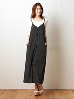 ドットキャミソールコンビネゾン/ネイビー