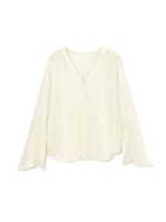 フレアスリーブブラウス/ホワイト(030)