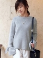Jリボンスリーブ片畦プルオーバー/L/グレー