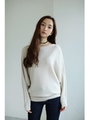 【AZUL by moussy】ウォッシャブルソフトタッチボートネックドルマンプルオーバー/BEG