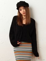 フェザーショートカーディガン/ブラック