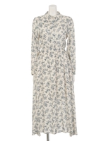 花柄スタンドブラウジングOP/柄NVY