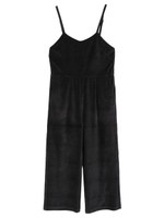 ベロアワイドパンツキャミオールインワン/ブラック