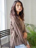 ウールリネンニット Vネックプルオーバー/キナリ