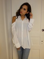肩開きブラウス/WHT