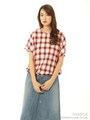 オンブレーチェックブラウス/レッド