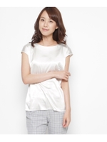 ストレッチサテン切り替えカットソー/ブラック(019)