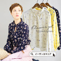 シフォンジョーゼット フラワープリント フリルブラウス