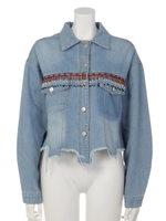 ビーズフリンジデニムジャケット/ブルー(019)