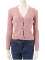 コンパクトリブニットカーディガン/ホワイト