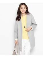 ダブルフェイスノーカラーコート/ブラック(019)