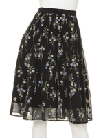 フラワー刺繍フレアスカート/ダスティ