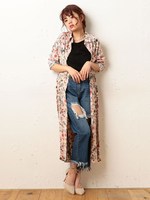 ボタニカルフラワーワンピース/ベージュ