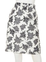 花柄×ボーダーコクーンスカート/ブラック