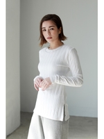 【AZUL by moussy】ワイドリブプルオーバー/O/WHT