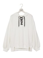 レースアップパーカー/ブラック