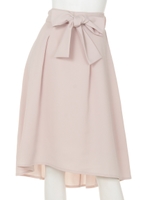 ベルト付き前後差ヘムフレアスカート/ベージュ