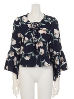 【chille anap】フロントスピンドル花柄トップス/NVY