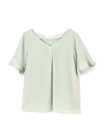 [三田友梨佳さん、松村未央さん着用][ウォッシャブル]フロールストレッチデシンブラウス/ライトグリーン(130)