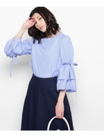 リボンスリーブブロードシャツ/ブルー(392)