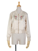 【F i.n.t】ローズ刺繍サテンブルゾン/CREAM
