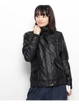 サイドリブフェイクレザージャケット/ブラック(019)