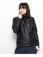 サイドリブフェイクレザージャケット/ブラック(019)