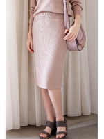 ワイドリブセットアップスカート/ベージュ(040)