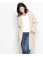 ロング丈ノーボタンニットカーディガン/ネイビー(093)