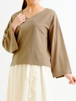 スリットフレアースリーブプルオーバー/キャメル