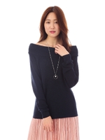 [内田嶺衣奈さん着用][ウォッシャブル]片畦オフショルダーニット/ホワイト(030)