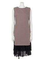 プリーツインナー付タックスリーブスリットOP(オケージョン)/モカ