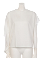 アシメトリードレープジャージートップス/ホワイト