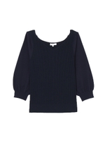 ランダムリブパフスリーブニット/ブルー(110)