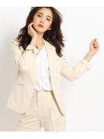 [L]モックノーカラージャケット/ナチュラル(050)