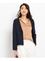 ツイードニット風カーディガン/ネイビー(593)