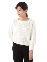 ミドルゲージケーブルニット/ネイビー(120)