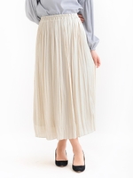 サテンヴィンテージプリーツスカート/L/グレー